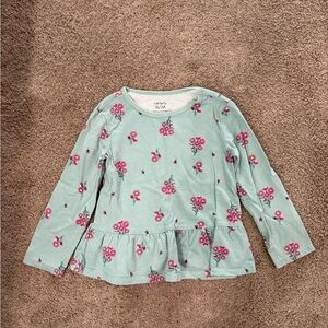 🌼5/$10🌼Carter's Teal and Pink Floral Long Sleeve Top 3t